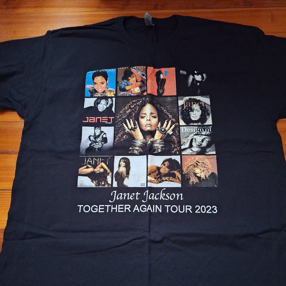 Men's Janet Jackson 2023 Concert t-shirt featuring all her albums